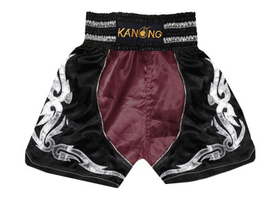 Pantaloncini boxe , pantaloncini da boxe : KNBSH-202-Rosso marrone-Nero